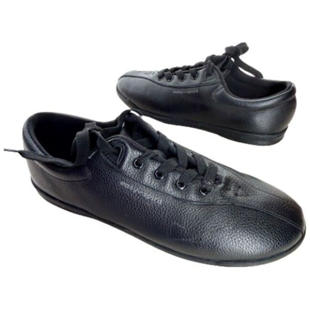 Easy Spirit Black Leather Sneakers Womens 9 Walking Shoes Excellent!